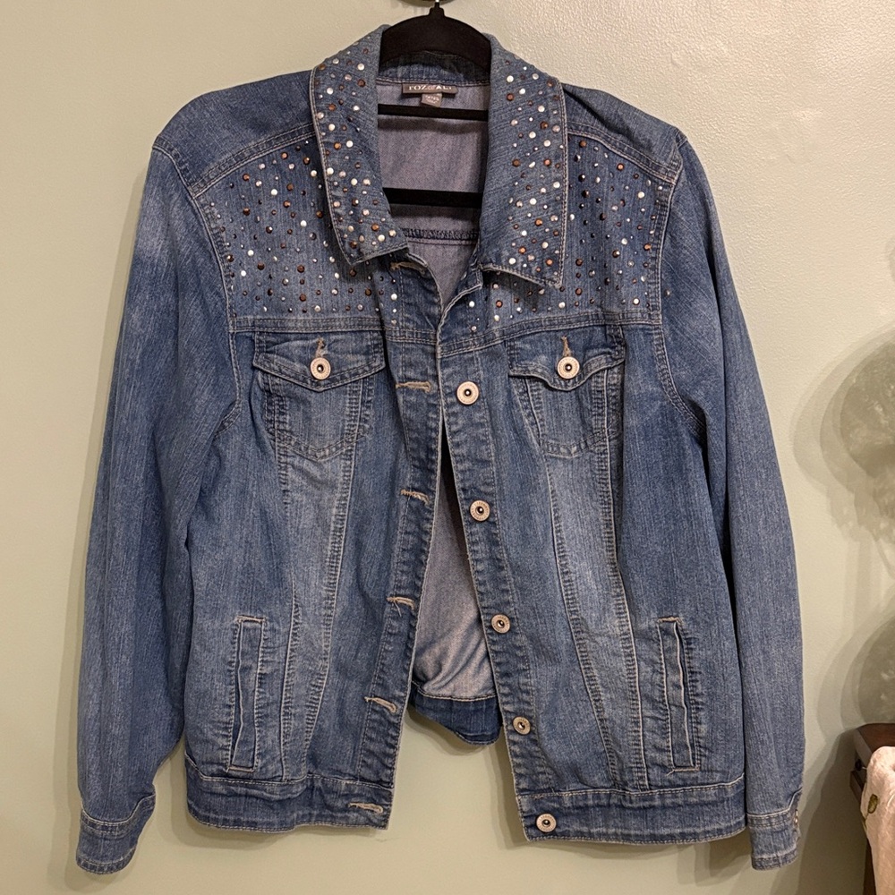 Roz & Ali Blue Studded Jean Jacket